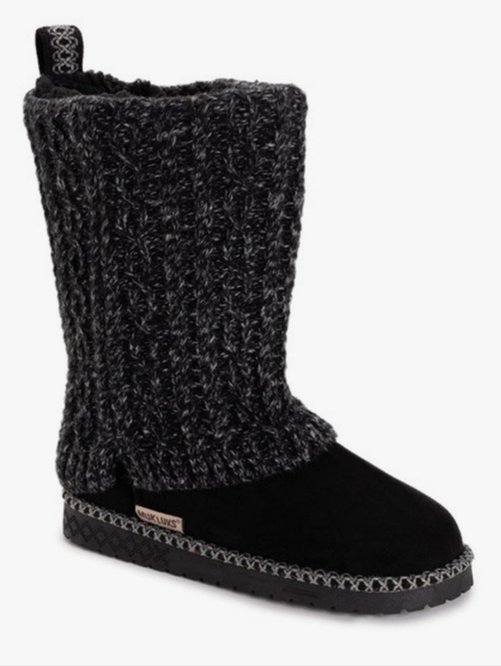 Muk Luks Jacie Wide Fit NWT Black/gray Sz 9